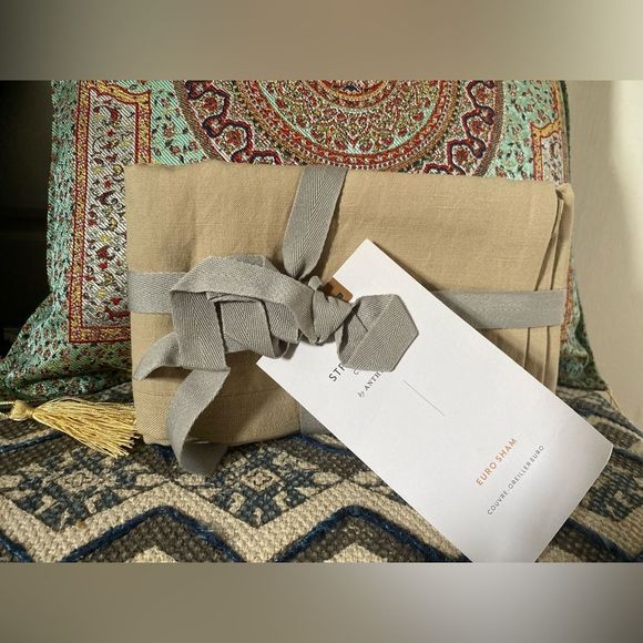 Anthropologie Striped Linen Euro Sham New In Package - Picture 2 of 3